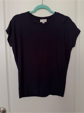 LOFT Navy Short Sleeve Knit Top